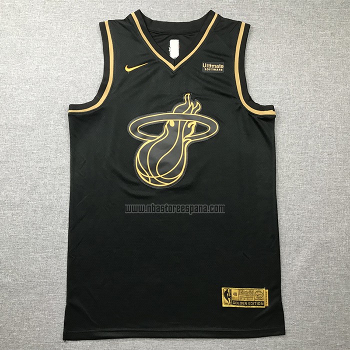 Camiseta Golden Edition Miami Heat Dwyane Wade NO 3 Negro